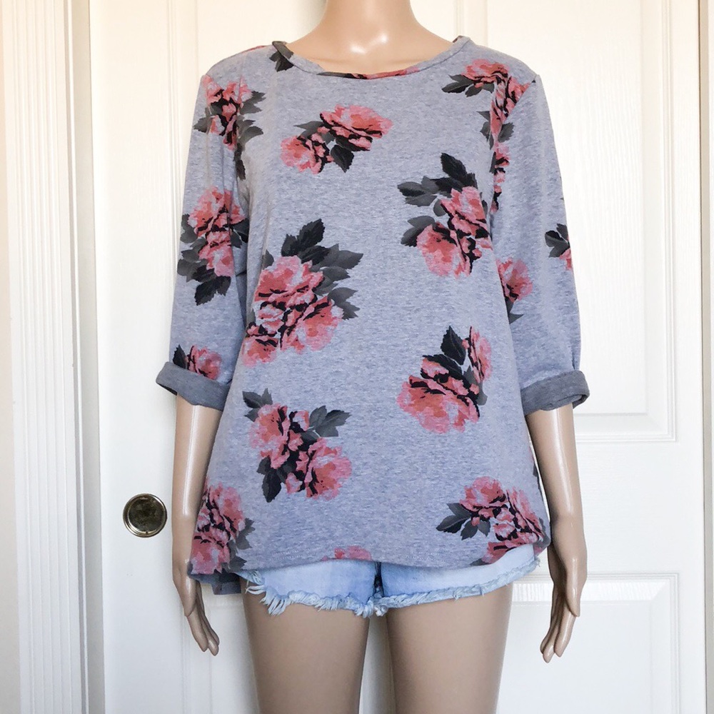Floral sweatshirt 3/4 sleeves